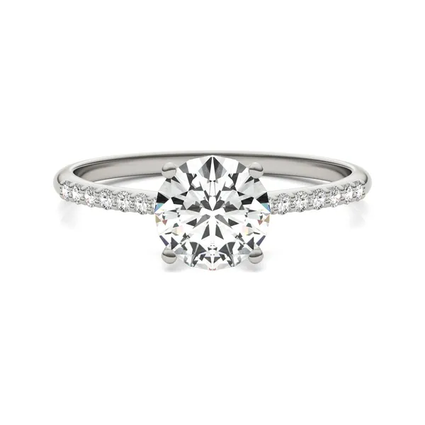 Round Hearts & Arrows Signature Petite Side-Stone Engagement Ring