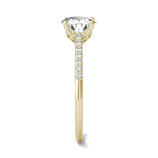 Round Hearts & Arrows Signature Petite Side-Stone Engagement Ring