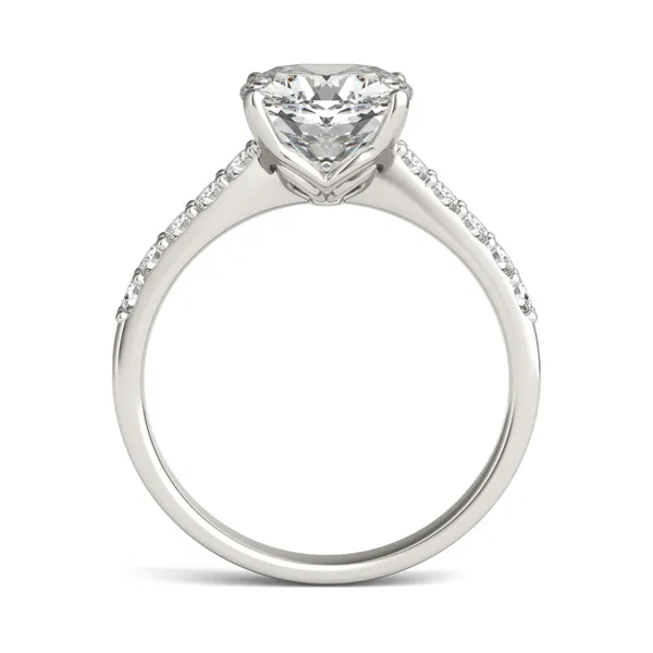 Cushion Hearts & Arrows Signature Bold Side-Stone Engagement Ring