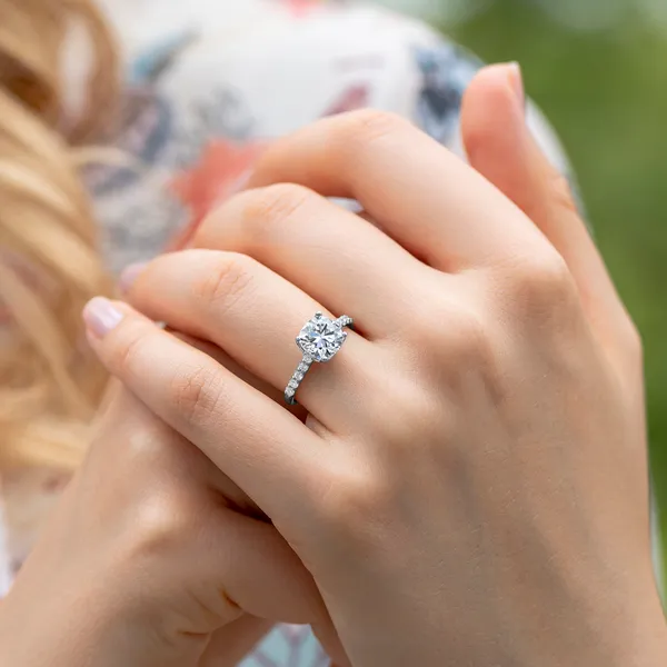 Cushion Signature Bold Side-Stone Engagement Ring