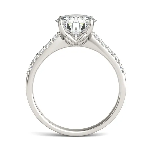 Round Hearts & Arrows Signature Bold Side-Stone Engagement Ring