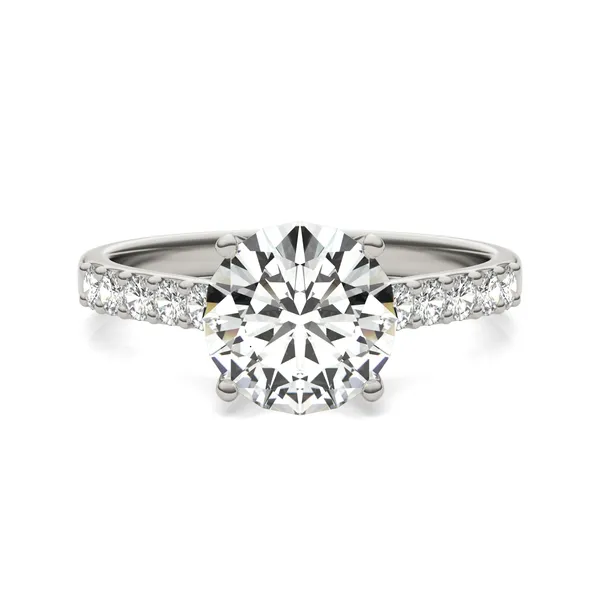 Round Hearts & Arrows Signature Bold Side-Stone Engagement Ring