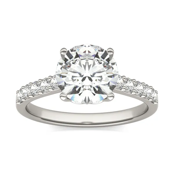 Round Hearts & Arrows Signature Bold Side-Stone Engagement Ring