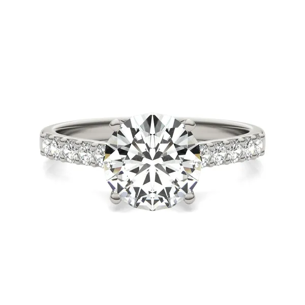 Round Hearts & Arrows Signature Bold Side-Stone Engagement Ring