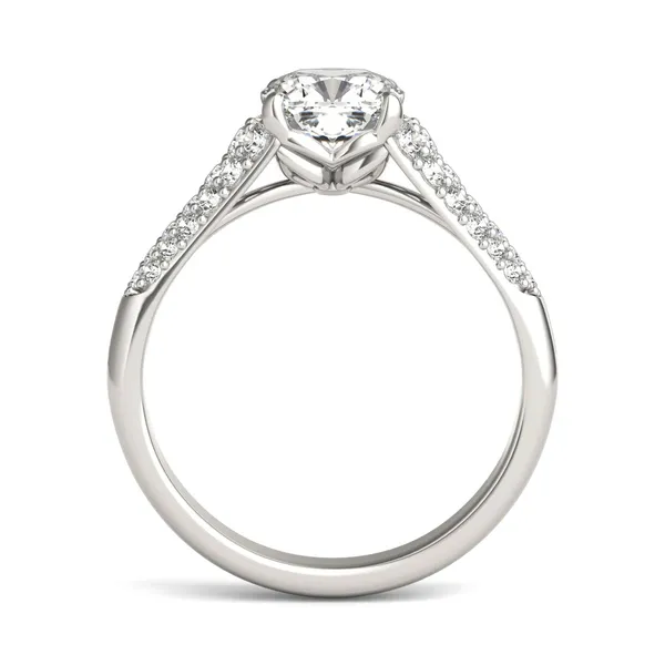 Cushion Hearts & Arrows Signature Pavé Side-Stone Engagement Ring