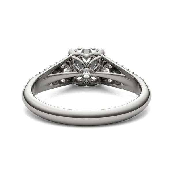 Cushion Hearts & Arrows Signature Pavé Side-Stone Engagement Ring