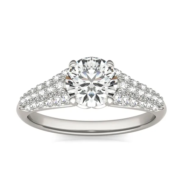 Round Brilliant Signature Pavé Side-Stone Engagement Ring