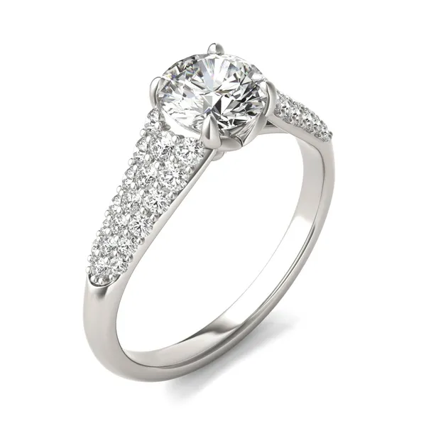Round Brilliant Signature Pavé Side-Stone Engagement Ring