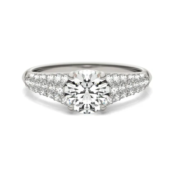 Round Brilliant Signature Pavé Side-Stone Engagement Ring