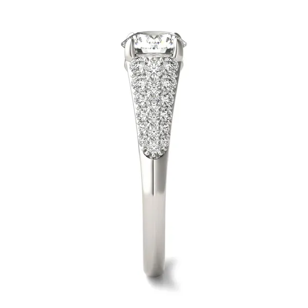 Round Brilliant Signature Pavé Side-Stone Engagement Ring