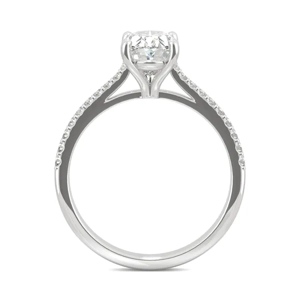 Elongated Oval Accented Cathedral Engagement Ring