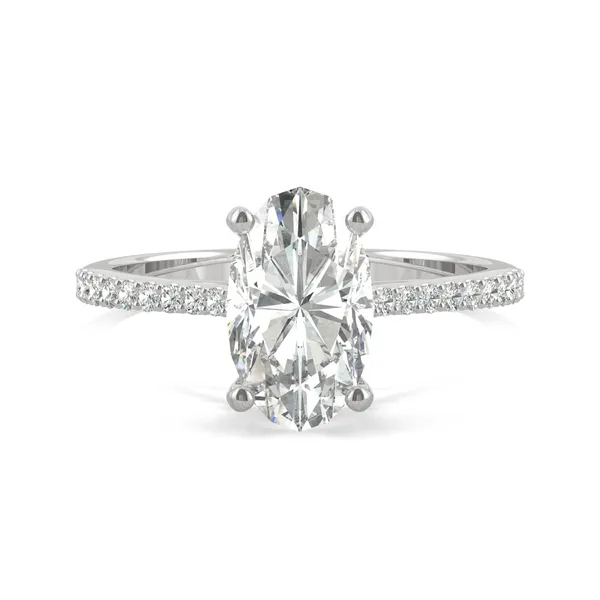 Elongated Oval Accented Cathedral Engagement Ring