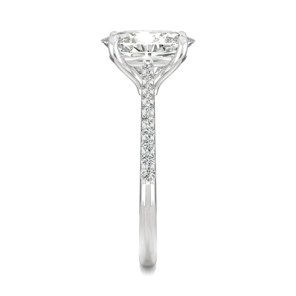 Elongated Oval Accented Cathedral Engagement Ring