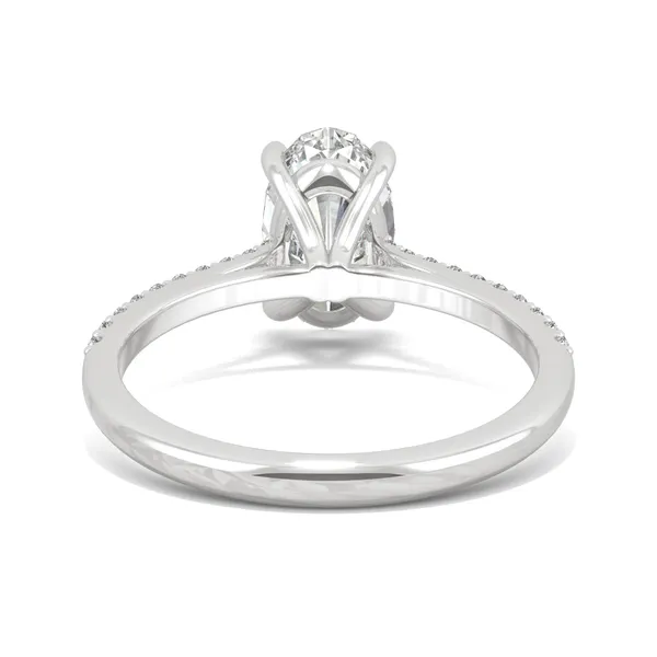 Elongated Oval Accented Cathedral Engagement Ring