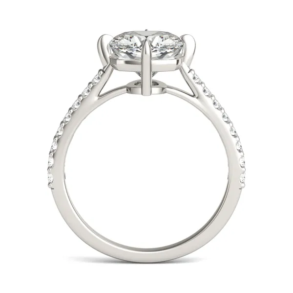 Cushion Accented Claw Prong Compass Engagement Ring