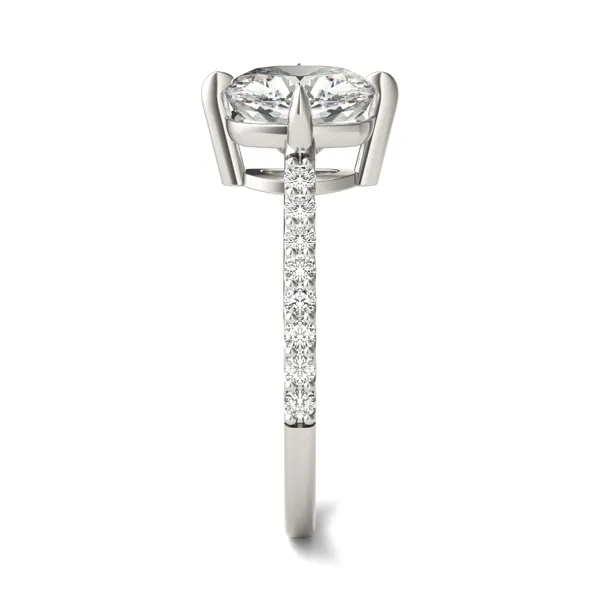 Cushion Accented Claw Prong Compass Engagement Ring