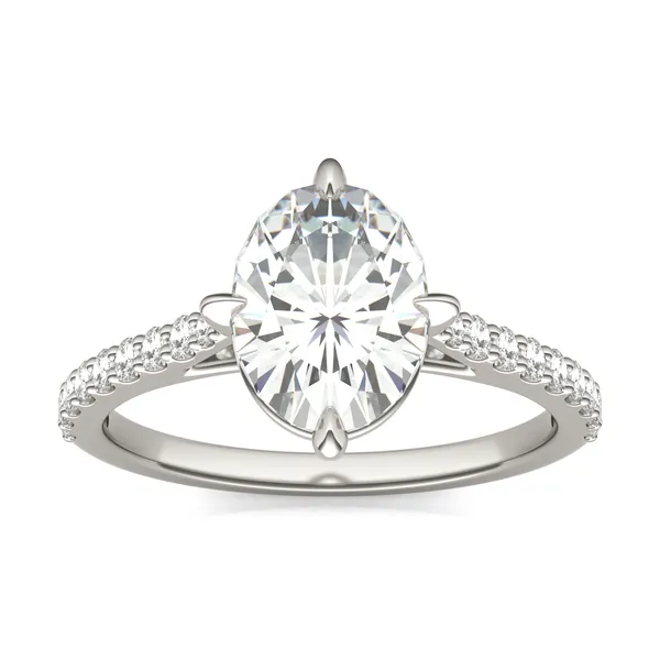 Oval Accented Claw Prong Compass Engagement Ring