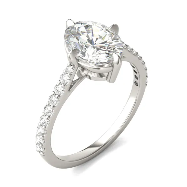 Oval Accented Claw Prong Compass Engagement Ring