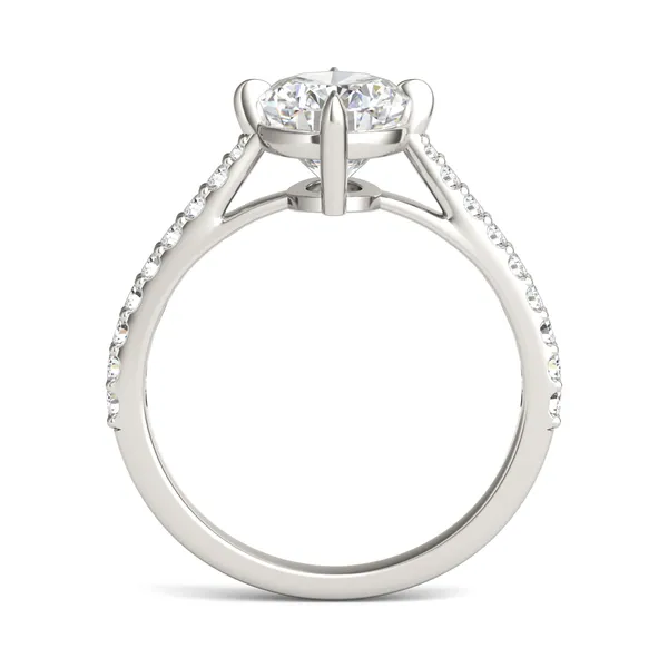 Oval Accented Claw Prong Compass Engagement Ring
