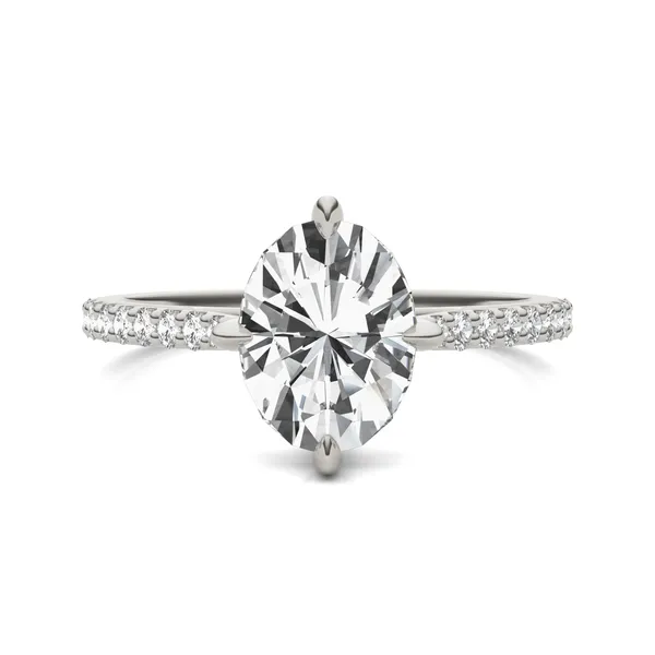 Oval Accented Claw Prong Compass Engagement Ring