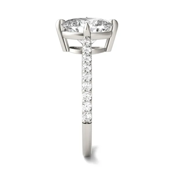 Oval Accented Claw Prong Compass Engagement Ring