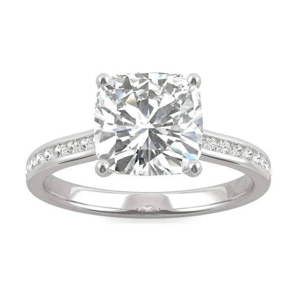 Cushion Hearts & Arrows Channel Set Cathedral Engagement Ring
