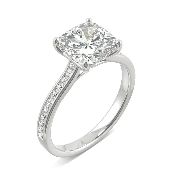 Cushion Hearts & Arrows Channel Set Cathedral Engagement Ring