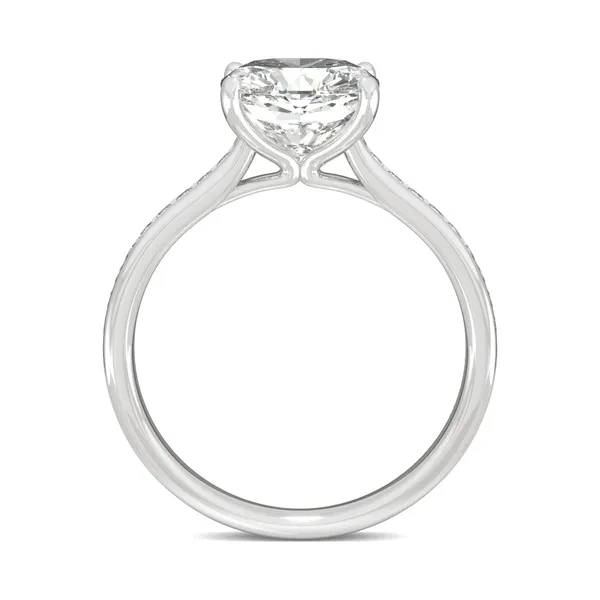 Cushion Hearts & Arrows Channel Set Cathedral Engagement Ring