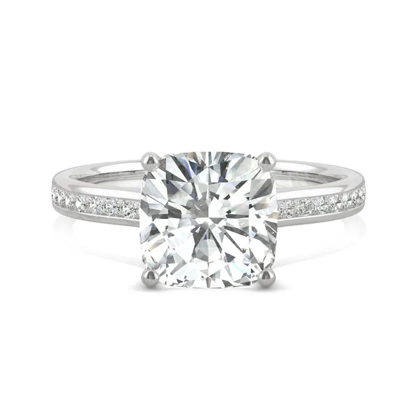 Cushion Hearts & Arrows Channel Set Cathedral Engagement Ring