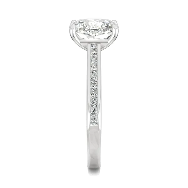 Cushion Hearts & Arrows Channel Set Cathedral Engagement Ring