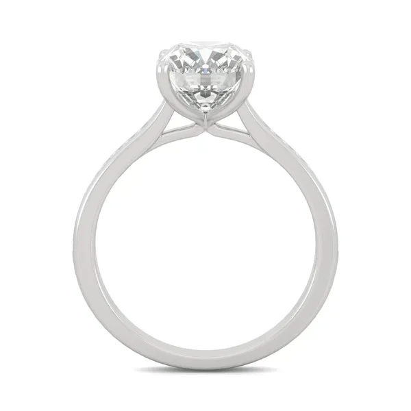 Elongated Cushion Channel Set Cathedral Engagement Ring
