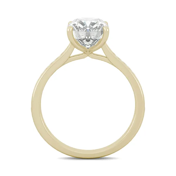 Elongated Cushion Channel Set Cathedral Engagement Ring