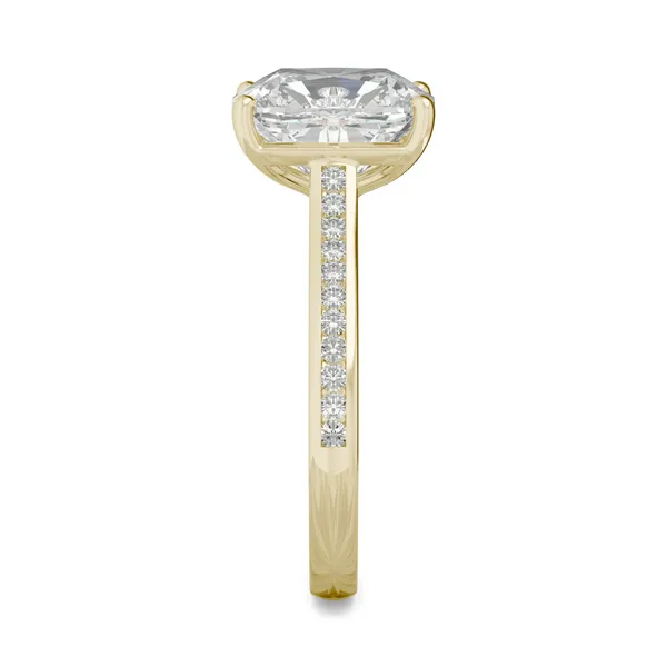 Elongated Cushion Channel Set Cathedral Engagement Ring