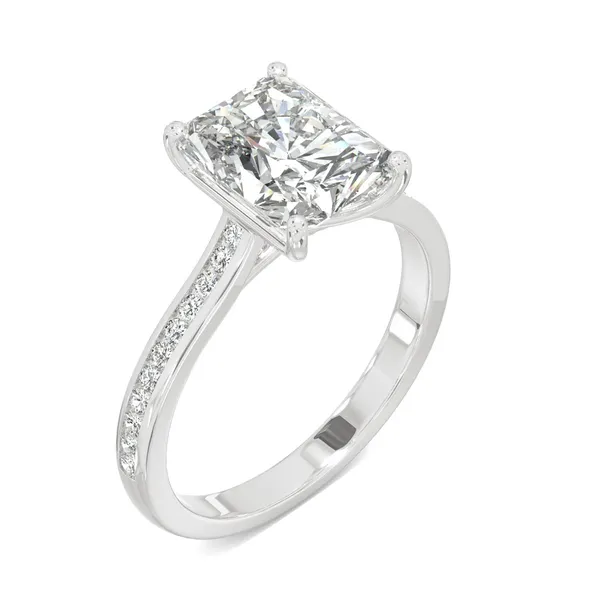 Radiant Channel Set Cathedral Engagement Ring