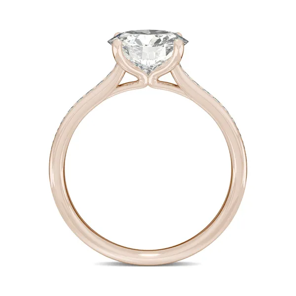 Round Hearts & Arrows Channel Set Cathedral Engagement Ring
