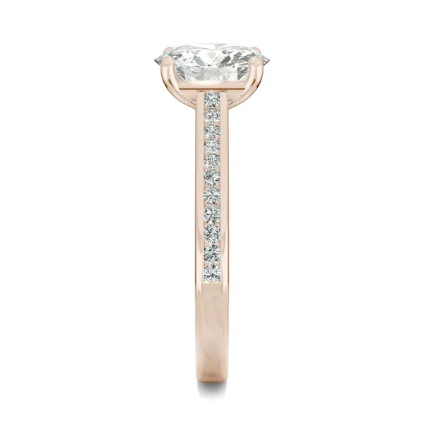 Round Hearts & Arrows Channel Set Cathedral Engagement Ring