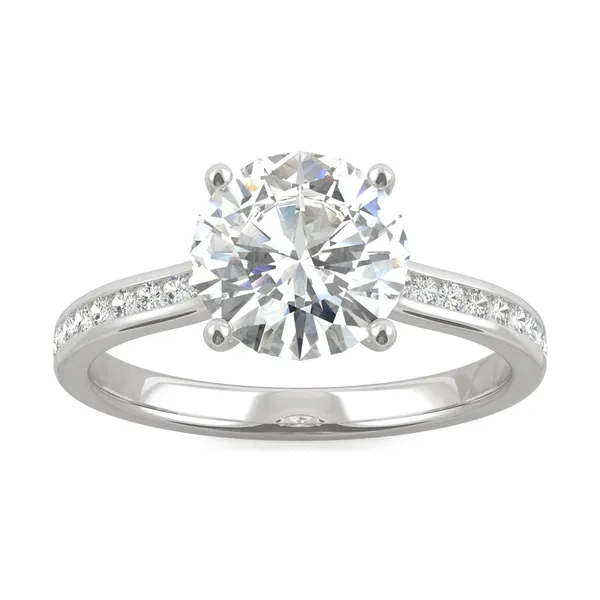 Round Hearts & Arrows Channel Set Cathedral Engagement Ring