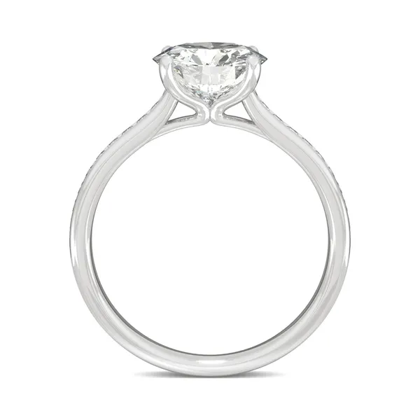 Round Hearts & Arrows Channel Set Cathedral Engagement Ring