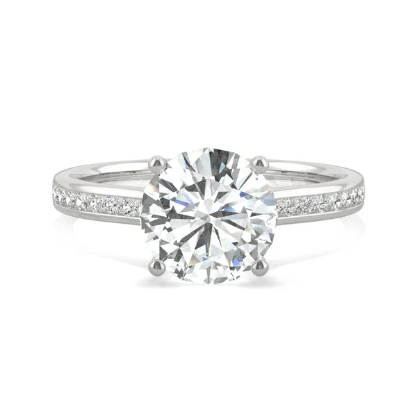 Round Hearts & Arrows Channel Set Cathedral Engagement Ring