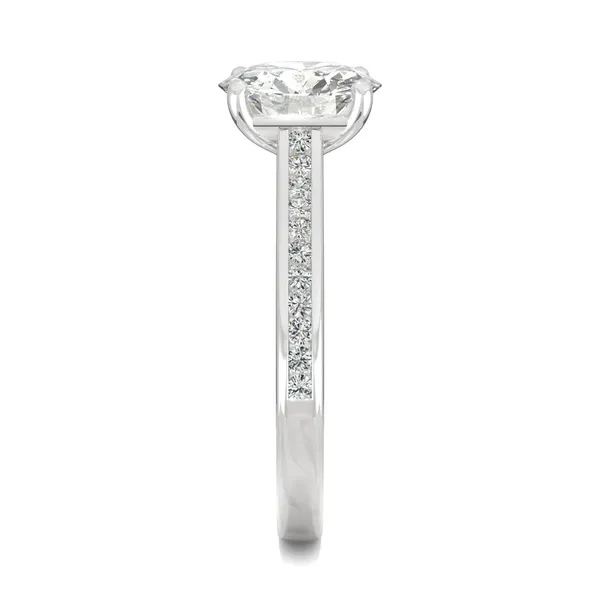 Round Hearts & Arrows Channel Set Cathedral Engagement Ring