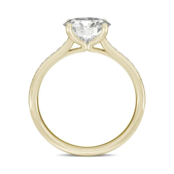 Round Hearts & Arrows Channel Set Cathedral Engagement Ring