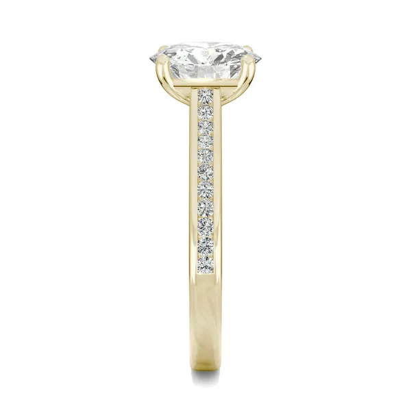 Round Hearts & Arrows Channel Set Cathedral Engagement Ring
