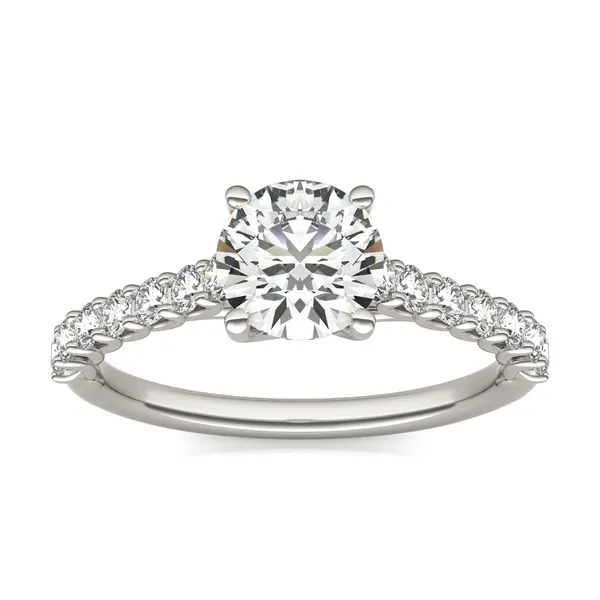 Round Brilliant Shared Prong Open Trellis Engagement Ring