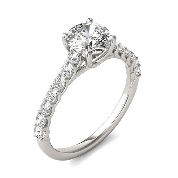 Round Brilliant Shared Prong Open Trellis Engagement Ring