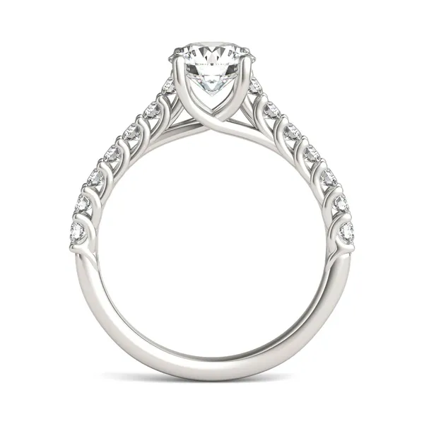 Round Brilliant Shared Prong Open Trellis Engagement Ring