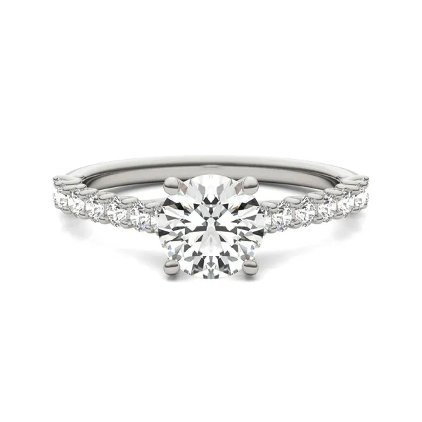 Round Brilliant Shared Prong Open Trellis Engagement Ring