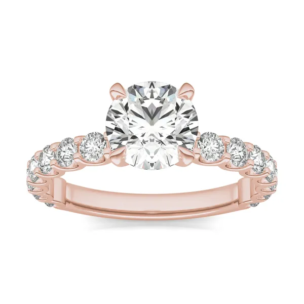 Round Brilliant Scalloped Side-Stone Engagement Ring