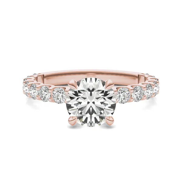 Round Brilliant Scalloped Side-Stone Engagement Ring