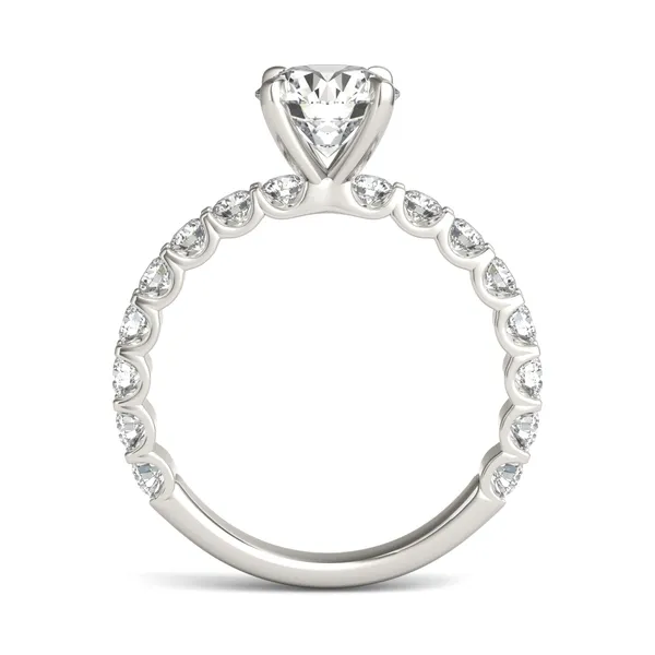Round Brilliant Scalloped Side-Stone Engagement Ring