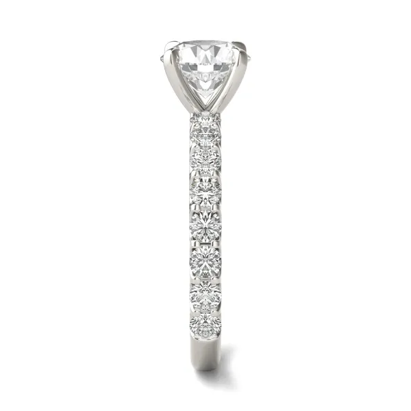 Round Brilliant Scalloped Side-Stone Engagement Ring